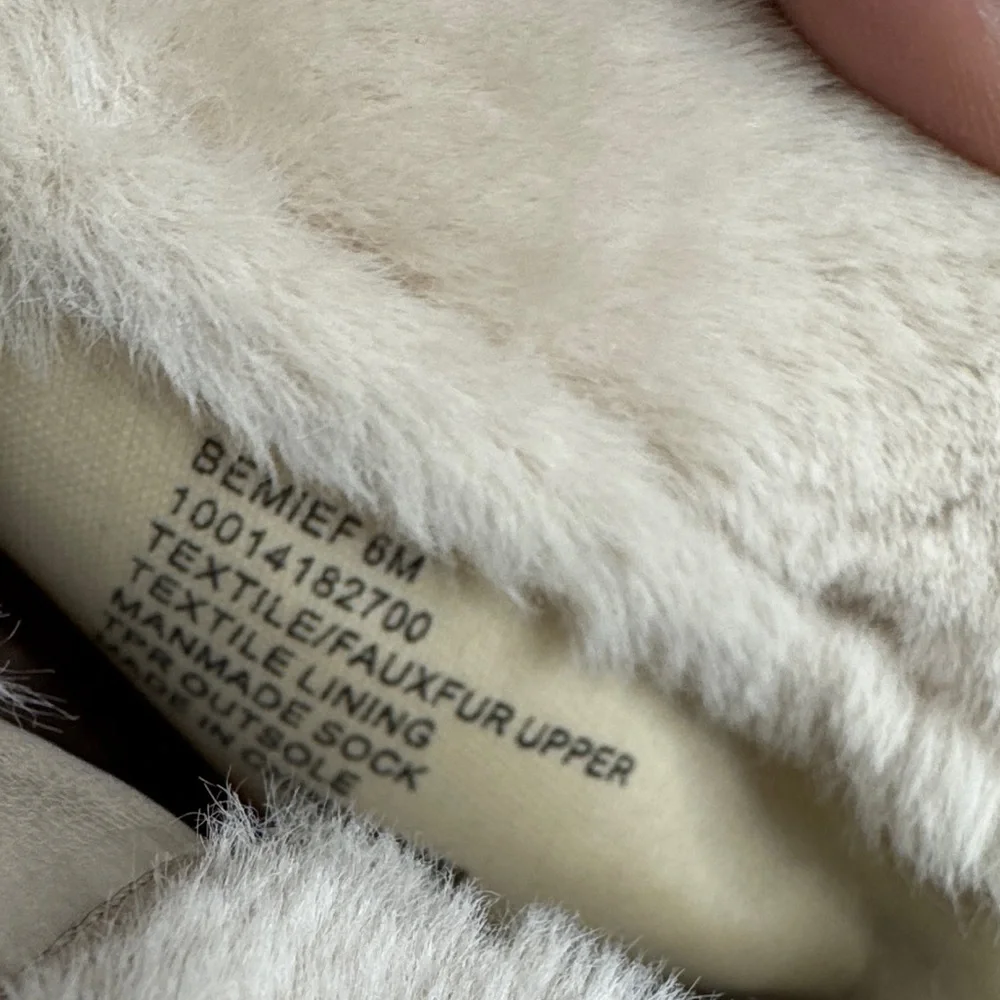 INC International Concepts Cream Faux Fur Lug Heel Winter Boots